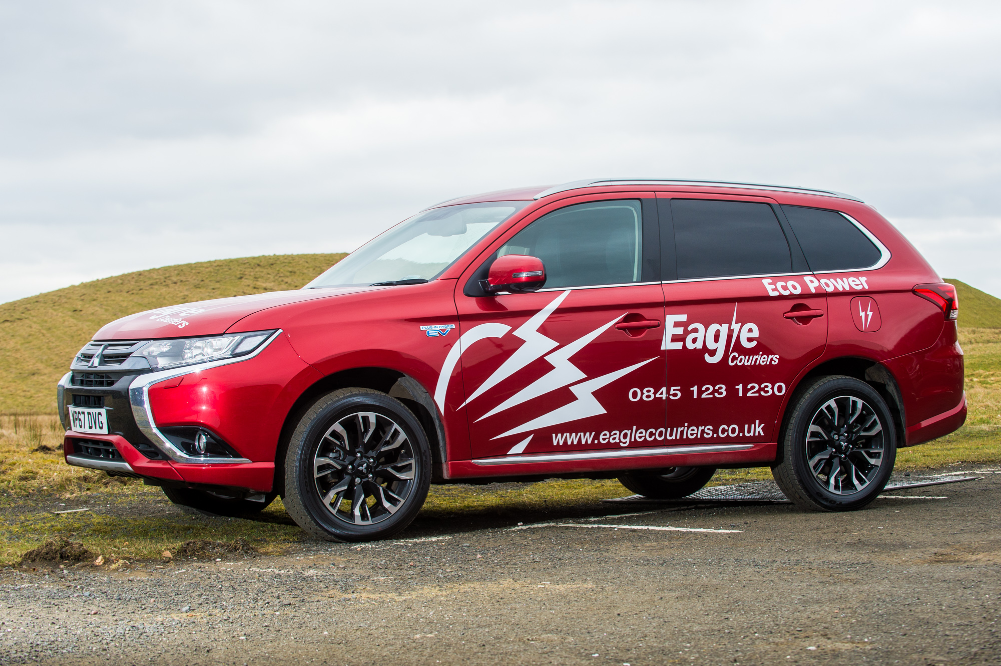 Mitsubishi Hybid EV operated by Eagle Couriers in Scotland