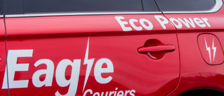 Mitsubishi Hybid EV operated by Eagle Couriers in Scotland